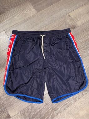 Gucci Black Swim Shorts with White Mesh Lining & Cream Logo Tag